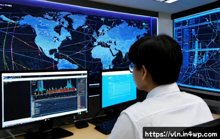 CISSP 관점에서 본 보안 취약점 관리 - Photorealistic cybersecurity operations center viewed from behind a senior security professional stu...